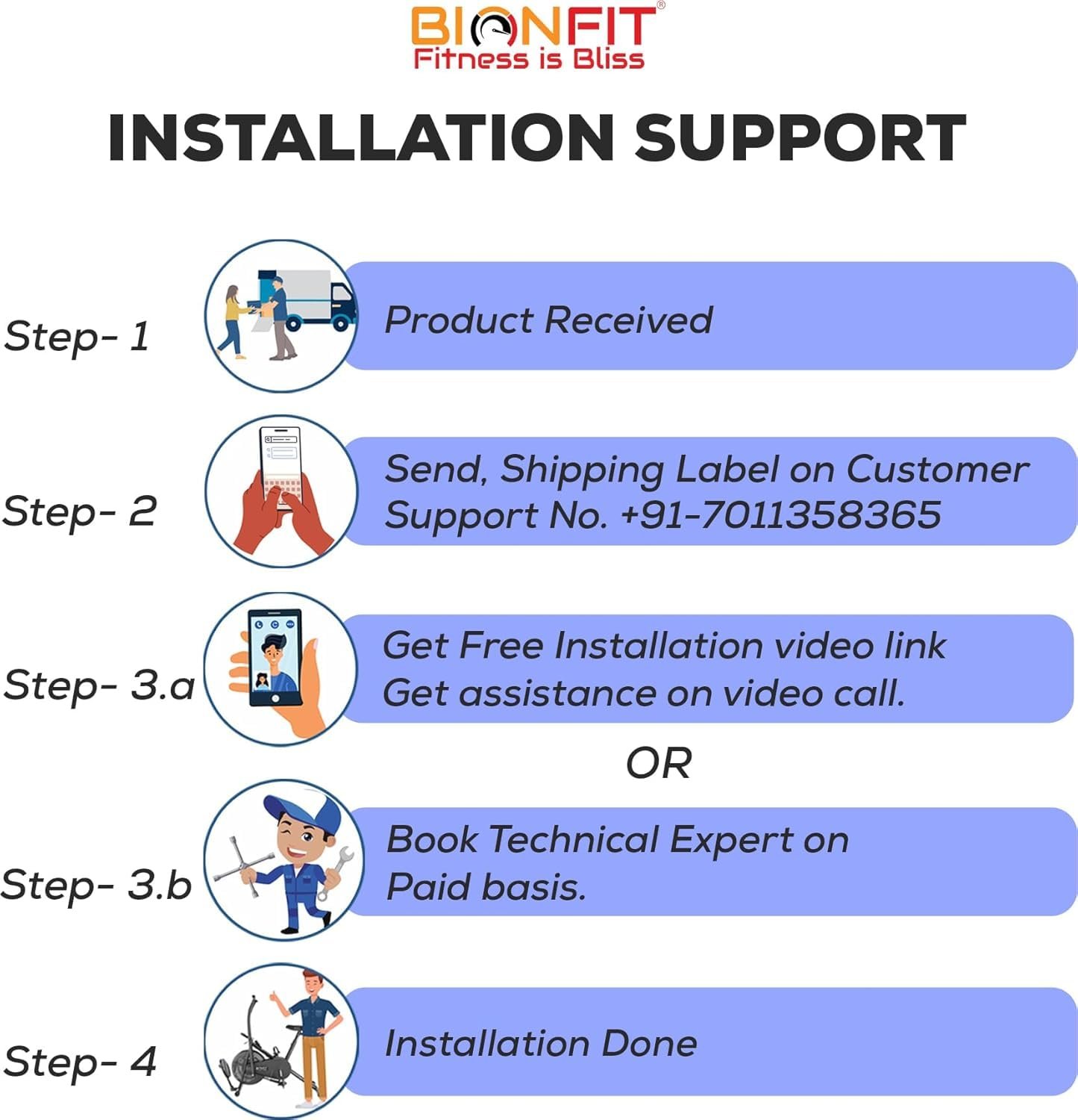 BIONFIT Exercise Cycle for Home Gym Fitness | Fixed Handle Air Bike for Women, Cardio Exercise with Back Support Seat, Max Weight: 120 Kg | For Free Installation, Contact Bionfit Customer Care - Image 9