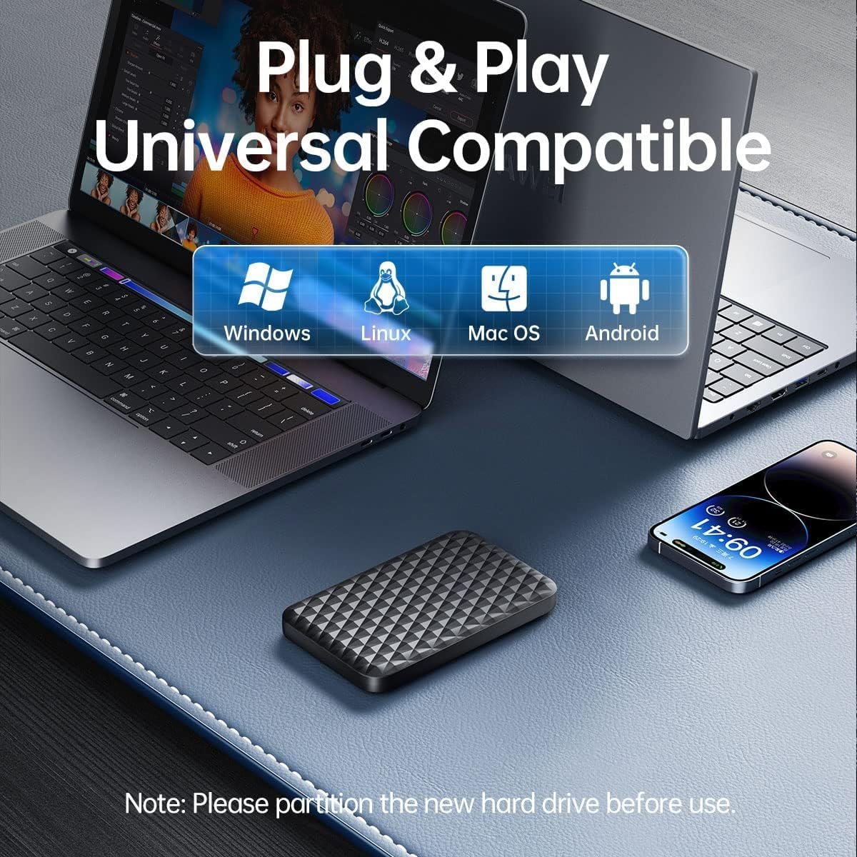 External Hard Drive 1TB USB3.0 High Speed Data Transfer Memory Expansion Data Storage & Portable Backup HDD Compatible with PC, Computer, MacBook, Chromebook.(Cube)(k) - Image 4