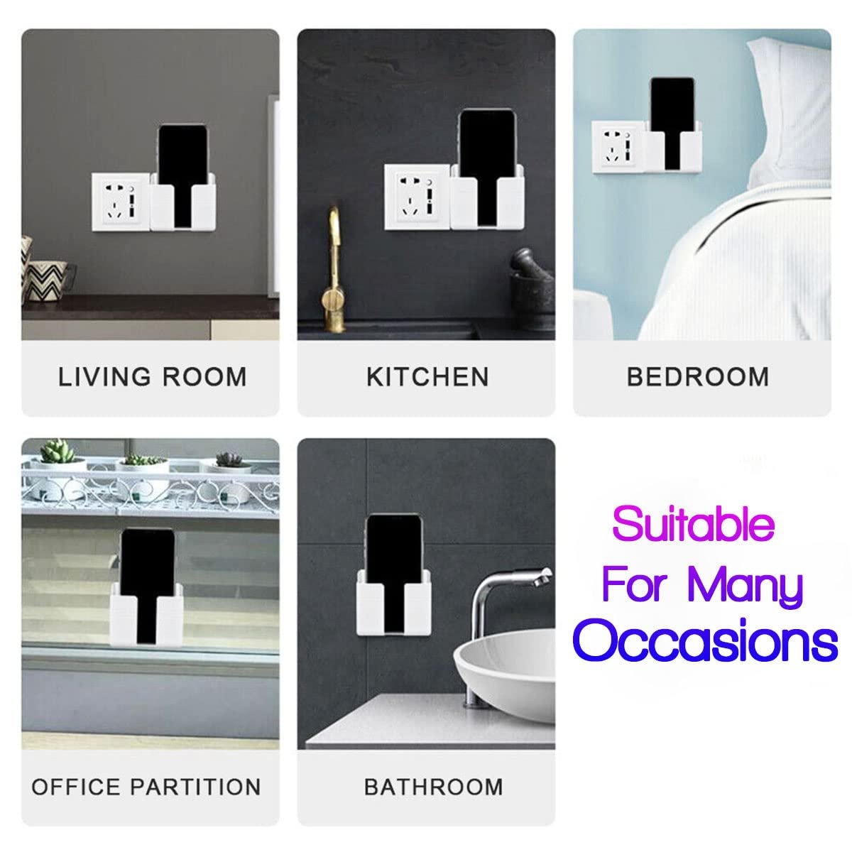 LIRAMARK Mobile Phone Charging Stand, Storage Holder, Bedside Fixed Rack, Home Organization Supplies, Bedroom and Office Accessories, Bathroom Storage (Pack of 2) - Image 6