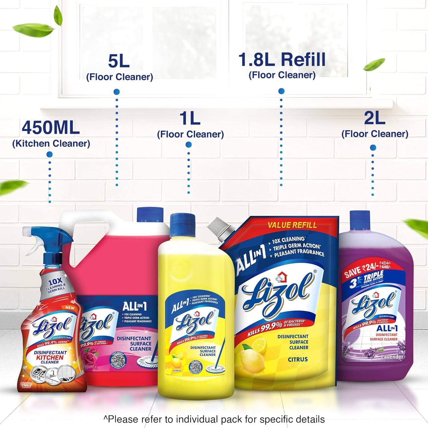Lizol Disinfectant Surface & Floor Cleaner Liquid, Floral - 1 Litre | Suitable for All Floor Cleaner Mops | Kills 99.9% Germs| India's #1 Floor Cleaner - Image 5