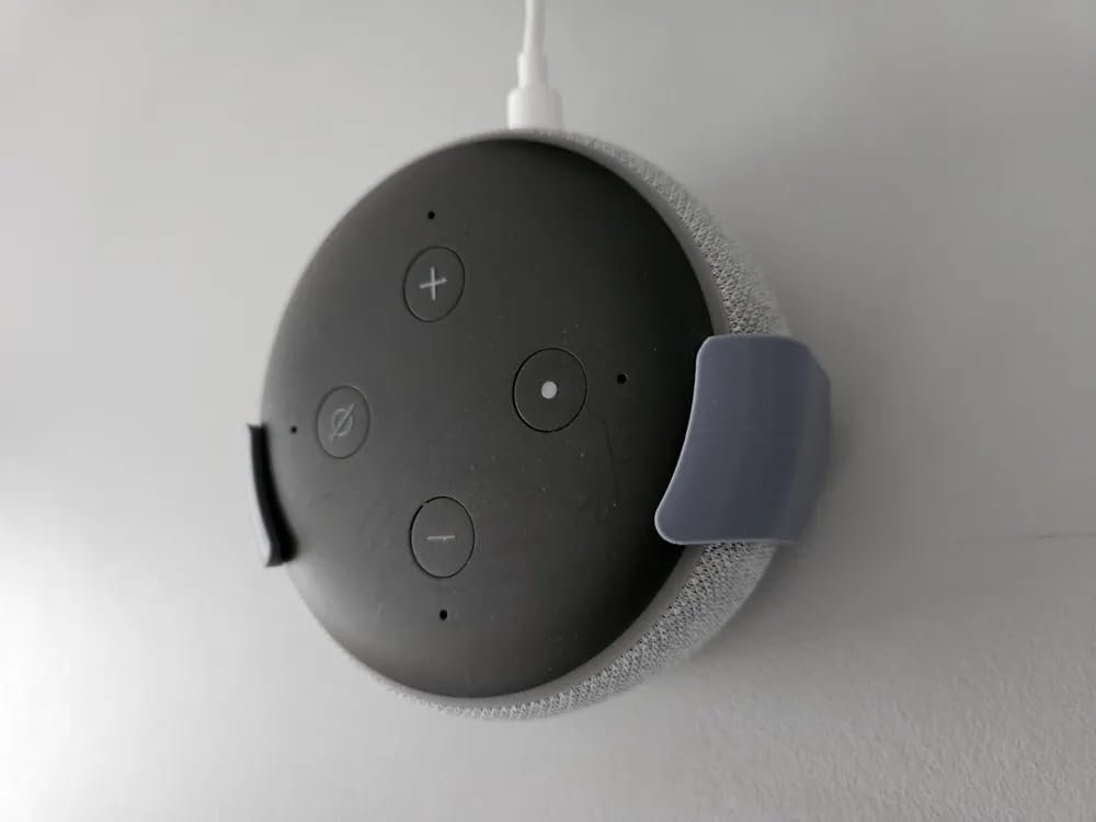AURECIS Wall Mount for Alexa Echo Dot 3rd Gen, Bracket Stand Holder for Smart Speaker, Hide Messy Wires, for Kitchen, Bedroom & Bathroom (3D Printed) (Speaker not Included) (Grey)