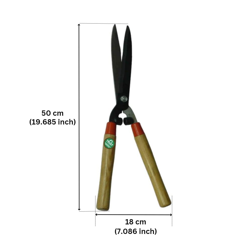 TrustBaket Garden Hedge Shears with Wooden Handle, 5mm Thick Heavy Duty Carbon Steel Blade, Comfortable Grip for Trimming, Pruning, Cutting, Hedge Cutter Tool for Lawn, Shrub, Plant Branch Scissors - Image 2
