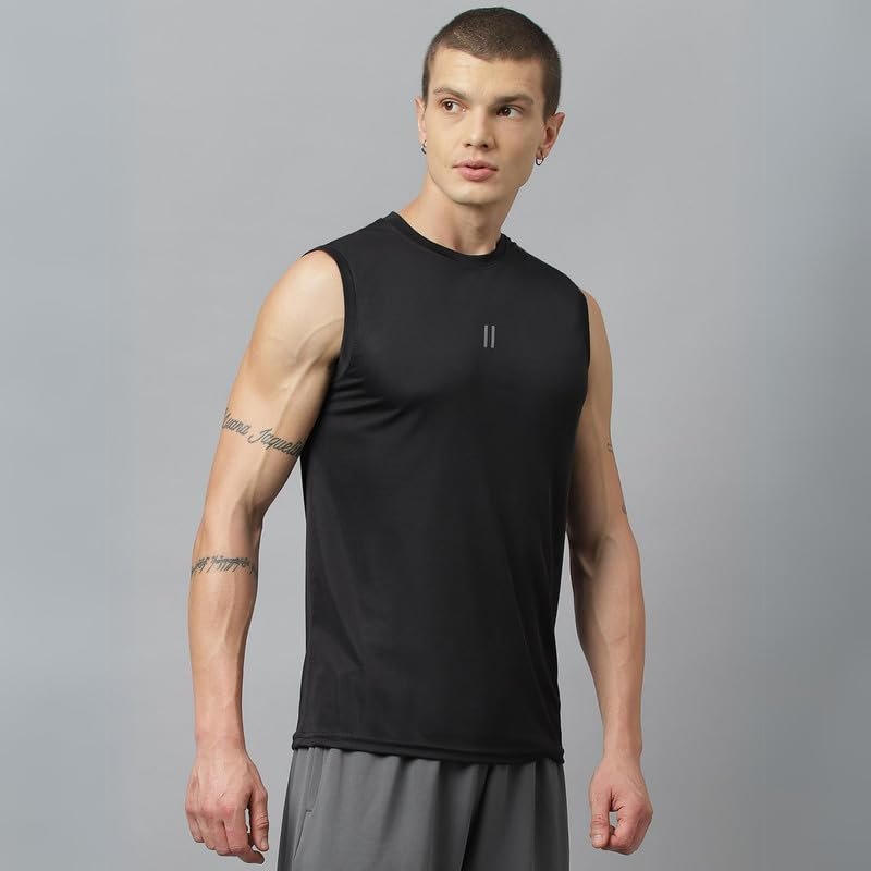 ATICX Men's Polyester Sports Sleeveless T Shirt - Gym Vest, Workout Sando, Training Tank Top, Cut Sleeves Quick Dry Tee for Running, Swimming, Badminton, Fitness & Sports - Image 3