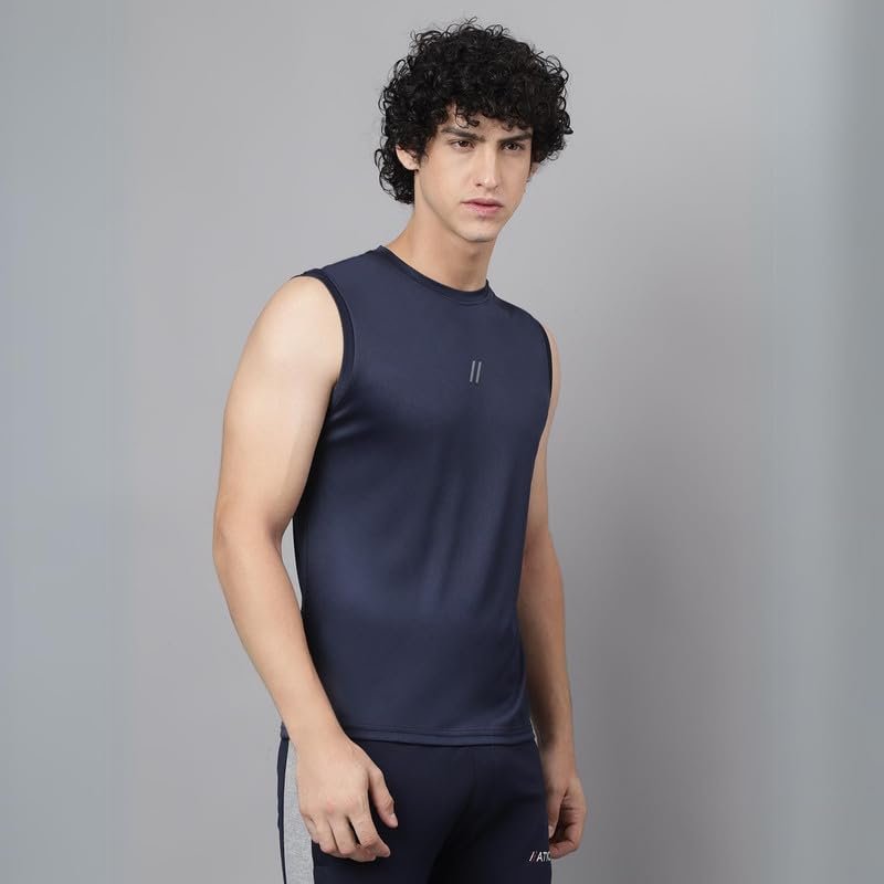 ATICX Men's Polyester Sports Sleeveless T Shirt - Gym Vest, Workout Sando, Training Tank Top, Cut Sleeves Quick Dry Tee for Running, Swimming, Badminton, Fitness & Sports - Image 4