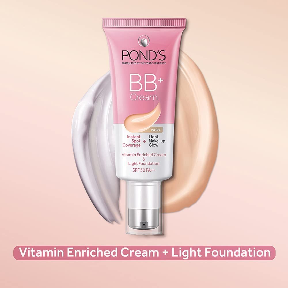 POND'S BB+ Cream, Instant Spot Coverage + Light Make-up Glow, Ivory 30g - Image 5