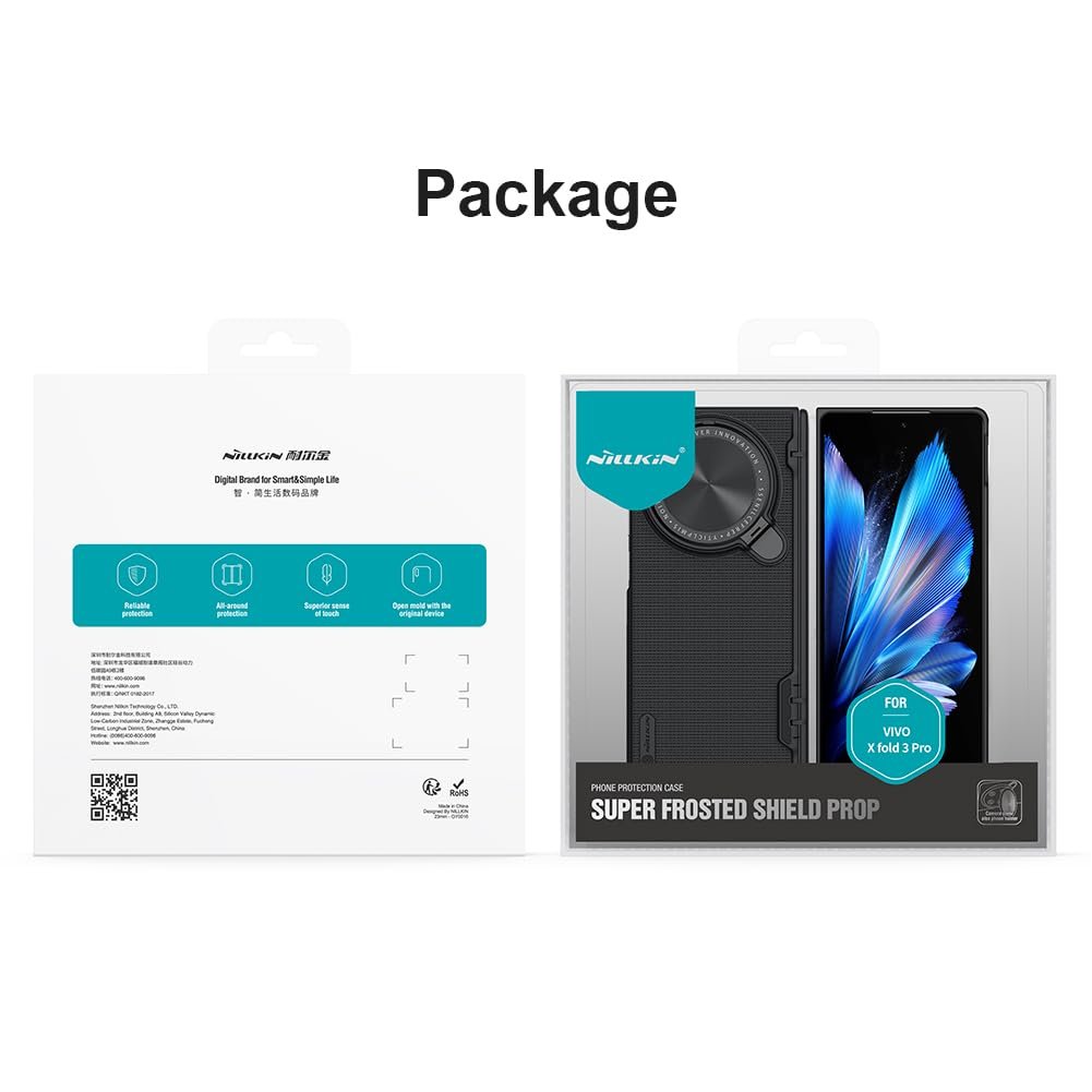 Nillkin Case for Vivo X Fold 3 Pro (8.03" Inch) Super Frosted Shield Prop Flip Style Lens Camera Protect Mobile Holder TPU + PC Wireless Charging Black Color - Image 17