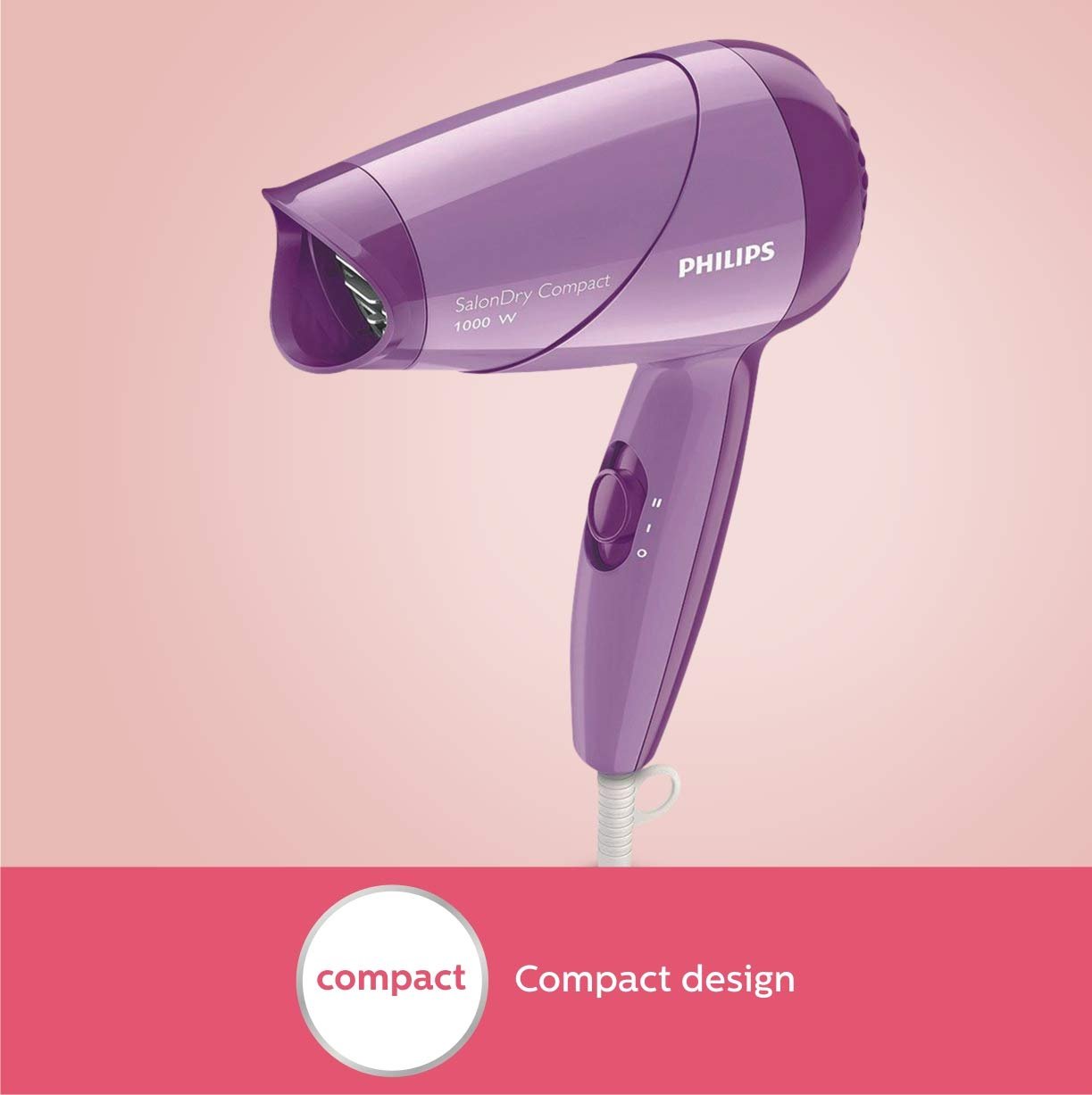Philips HP8100/46 Compact Hair Dryer| 2 Flexible heat setting| ThermoProtect prevents overhearting | 1000 Watts- Purple - Image 6