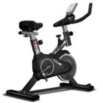 PowerMax Fitness BS-125 Spin Exercise Bike For Home Use,16Mm 6Kg Flywheel,Max User Weight 130Kg,LCD Display,2Pc Crank,Heart Rate Sensor,Knob Braking,Adjustable Foot Strap And Seat,Ipad Holder,Black