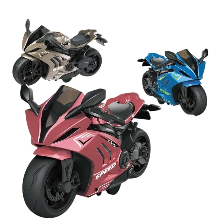 Jack Royal Metallic Finish Unbreakable Super Sports Bike Friction Powered Racing Vehicle Motorcycle Toy for Kids (Pack of 1) (Color as per availibility)