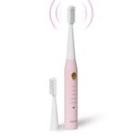 Lifelong Rechargeable Toothbrush for Adults – Smart Brush with 5 Cleaning Modes & Smart Auto Shut-Off – Waterproof Electronic Toothbrush – 2 Electric Heads, 500mAh Long-Lasting Battery (Pink, LLDC135)