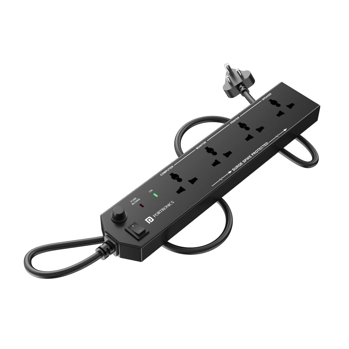 Portronics Power Plate 10 Extension Board with 4 Universal Sockets, 3 Meter Long Cord, 1500 Watts, 6 Amp Multi Plug for Office & Home Appliances (Black) - Image 2