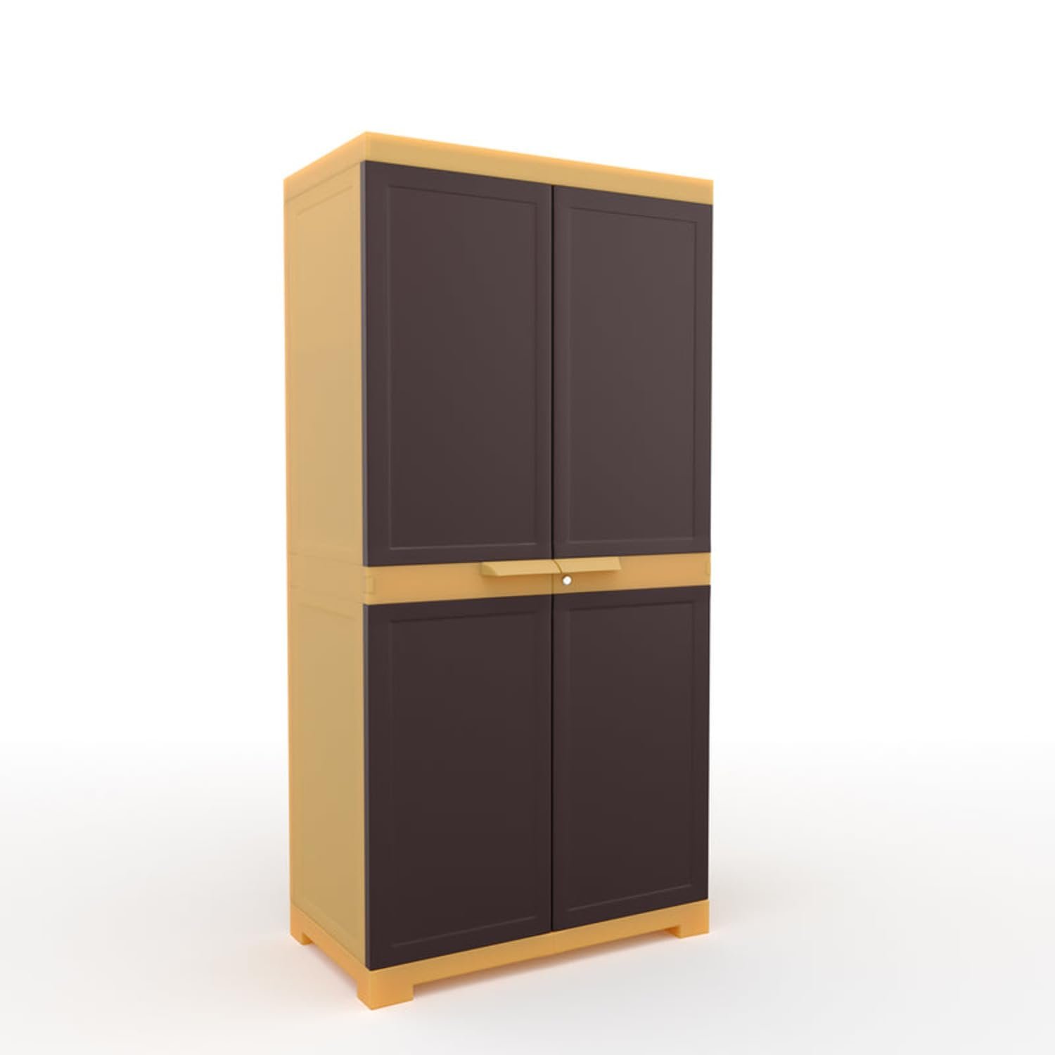 Nilkamal Freedom Big FMM Plastic Cabinet | 3-Year Warranty | 4-Shelf Storage Cupboard with Doors | Multi Organiser for Home, Wardrobe, and Kitchen | Clothes Rack, Shelves, Brown & Biscuit Colour - Image 4