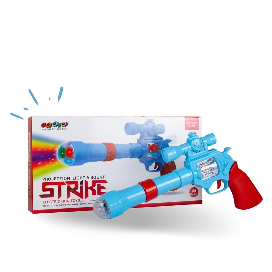 Gooyo GY938 Battery Operated 3D Projection Strike Toy Gun with Vibrant Light & Sound Effects for Kids/Gifts/Toddlers | Blue Color, Power Source: 3xAA Battery (Not Included) - Image 7