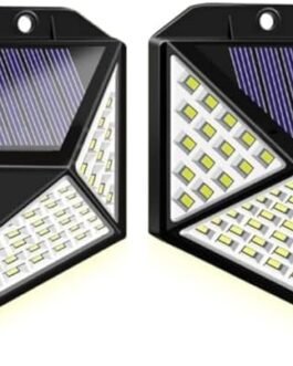 IDELLA Solar Rechargable Light Outdoor 100 LEDs Solar Motion Sensor Light with Solar Panel and 3 Modes with IP65 Protection, Waterproof and Dustproof with Wide Angle Lighting (1) (Pack of 2)