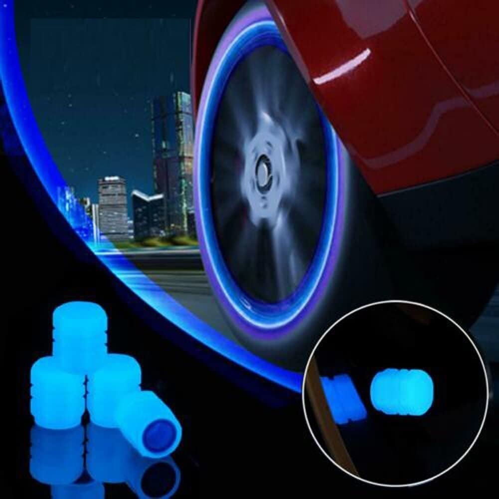 Kripara Sales Car Bike Wheel Tire Rim Air Valve Cap Radium AirTyre Cover Glow Radium Light Neon (4, Blue) - Image 7
