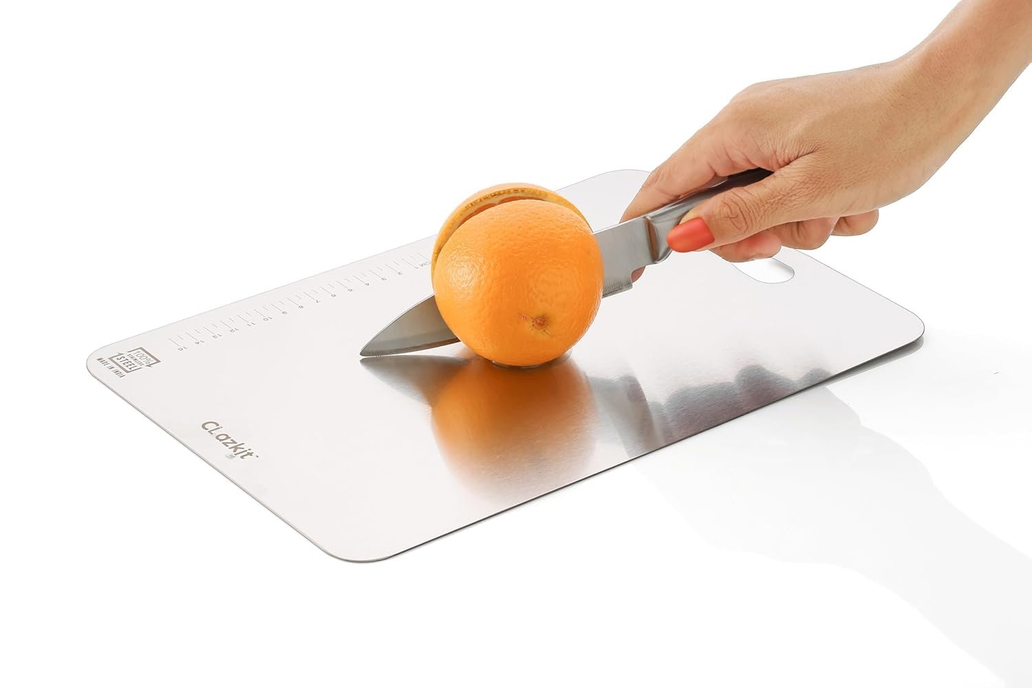 Clazkit Stainless Steel Chopping Board Vegetable,Fruit Cutting, Kneeding, Cake Prep, Heavy Duty Chopping-Board (Size 31.8CM X 21CM) - Image 8