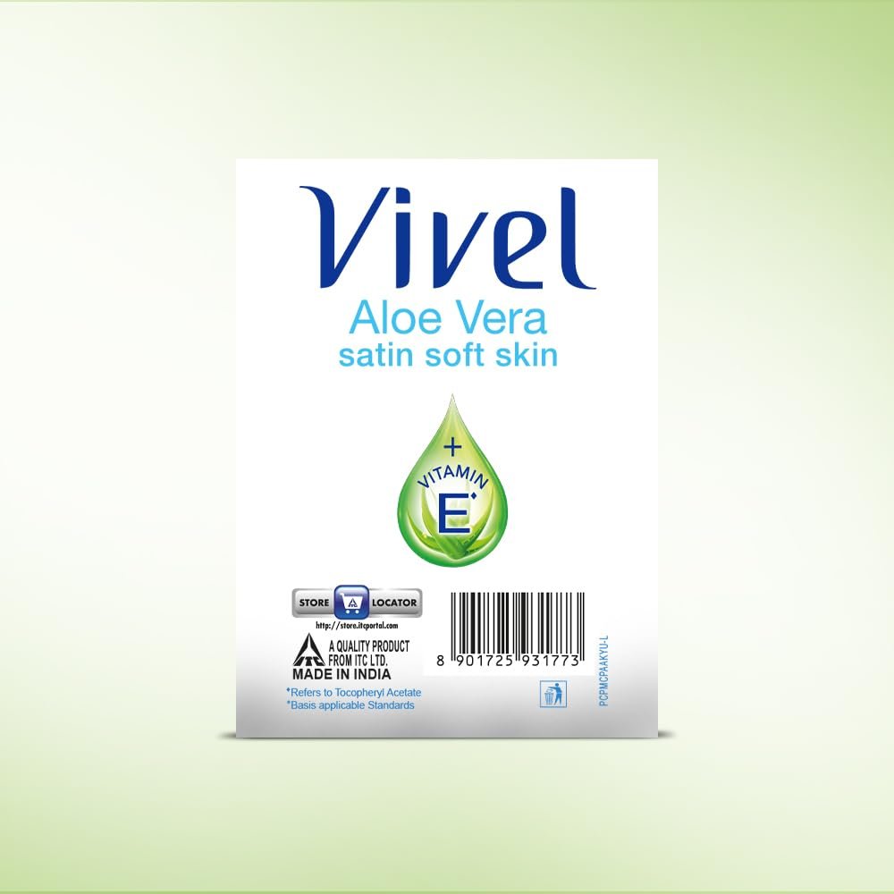 Vivel Aloe Vera Grade 1 Bathing Soap with Vitamin E for Soft Glowing skin, 600g (150g - Pack of 4), Soap for Women & Men, For All Skin Types - Image 10