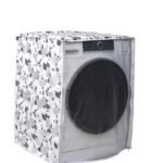 Classic® Front Load Washing Machine Cover Suitable for Haier 7.5 Kg, 8 Kg, 8.5 Kg, 9 Kg, 9.5 Kg, 10 Kg (63cmsX63cmsX81cms, Half White & Grey, Large)