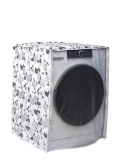 Classic® Front Load Washing Machine Cover Suitable for Haier 7.5 Kg, 8 Kg, 8.5 Kg, 9 Kg, 9.5 Kg, 10 Kg (63cmsX63cmsX81cms, Half White & Grey, Large)