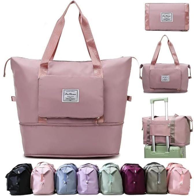 Wazdorf 41 Liter Expandable Travel Bags for Women, Duffle Bags for Women Luggage, Foldable Vanity Traveling Bag, Waterproof Hand Bag for Ladies Personal Items