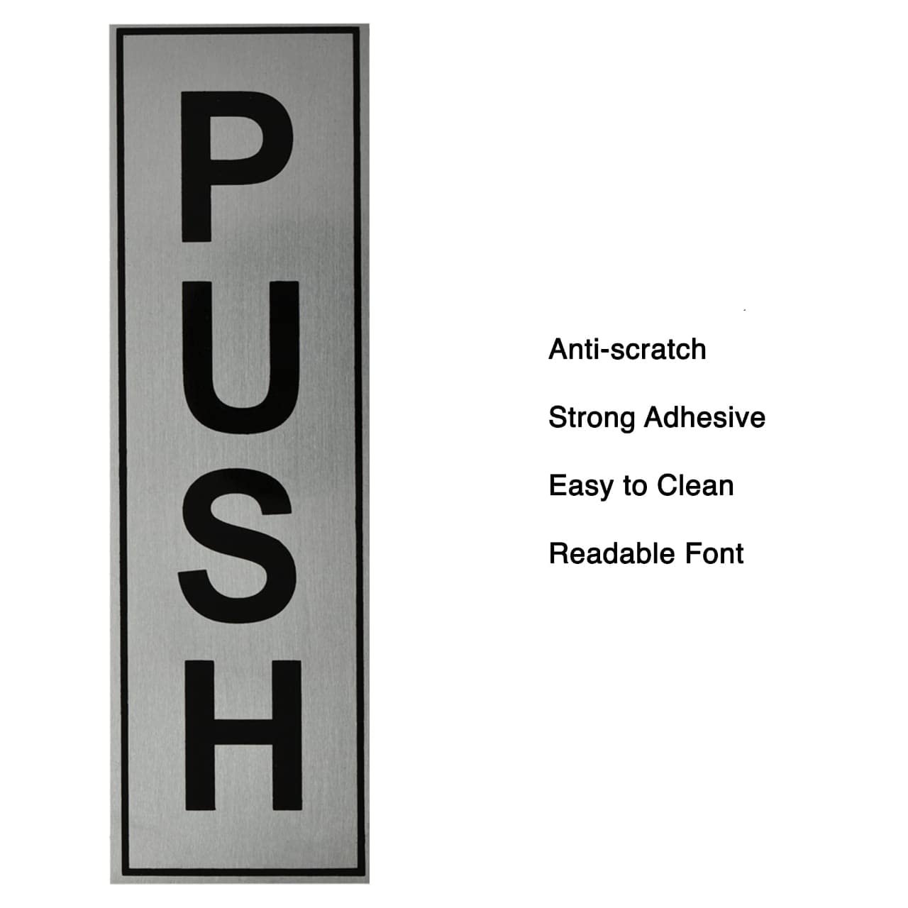 Buzz Cool Silver Metal Push Pull Stickers For Glass And Wood | Self Adhesive Stainless Steel Metal Sticker for Door | Push and Pull Stickers for Hospital Malls Office 1 set (2pcs) - Image 3