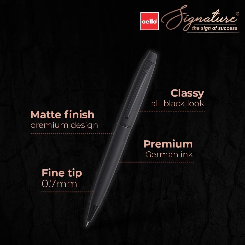 Signature Cello Cello Carbon Ball Pen|Blue Ink|1 Ball Pen|Elegant Matte Black Finish|Premium Metal Pens for Office Use|Stylish Gifts for Brother|Rakhi Set|Rakshabandhan Gifting. - Image 3