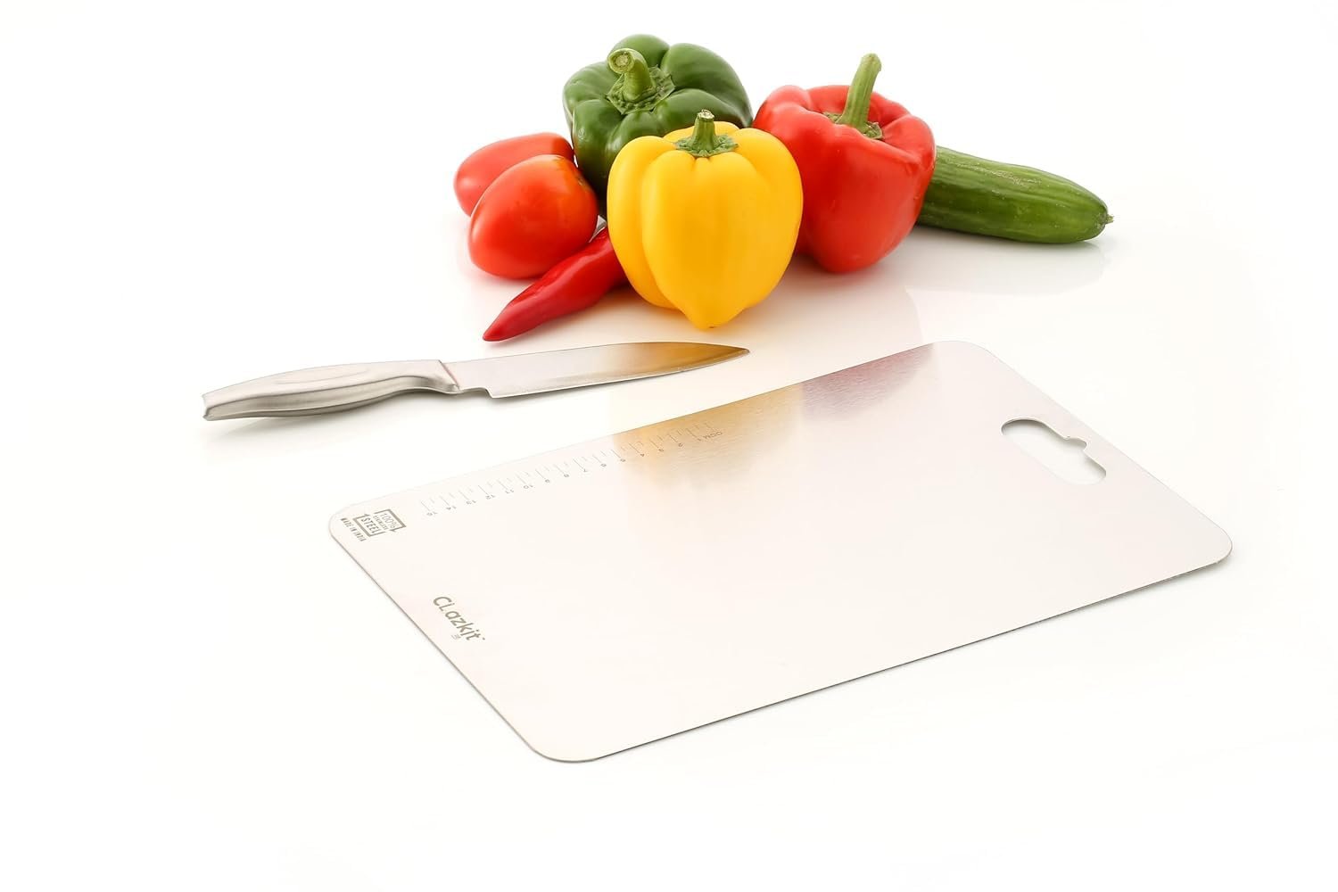 Clazkit Stainless Steel Chopping Board Vegetable,Fruit Cutting, Kneeding, Cake Prep, Heavy Duty Chopping-Board (Size 31.8CM X 21CM) - Image 9