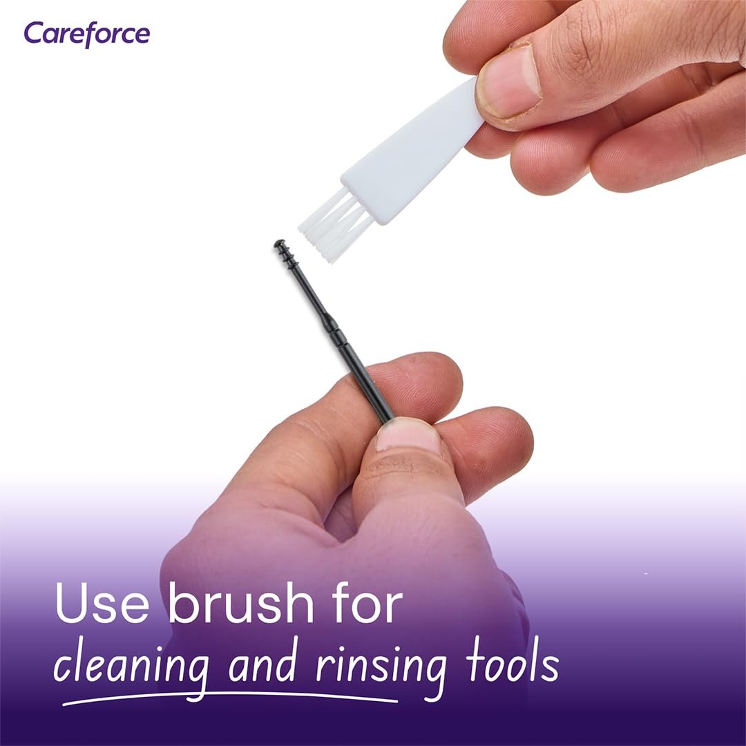 Careforce - The Force Behind Your Health Ear Cleaning Kit Steel & Reusable With Storage Pack Tool Kit With Ear Curette Cleaner And Spring Ear Buds Cleaner 6 Pcs Set Black - Image 7