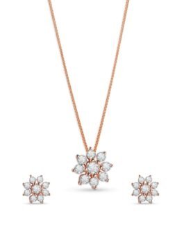 ZAVYA 925 Sterling Silver Enigmatic Floral Rose Gold Plated Jewelry Set | Gift for Women and Girls | With Certificate of Authenticity and 925 Hallmark ZAVYA 925 Sterling Silver Enigmatic Floral Rose Gold Plated Jewelry Set | Gift for Women and Girls | With Certificate of Authenticity and 925 Hallmark