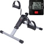 Pedal Exerciser Cycle Bike for Home Gym LCD Counter Foldable Exercise Bike Indoor Fitness Resistance Home Use Mini Bike (Black/Silver)