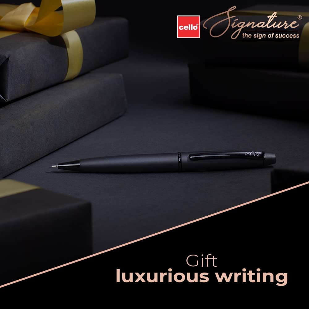 Signature Cello Cello Carbon Ball Pen|Blue Ink|1 Ball Pen|Elegant Matte Black Finish|Premium Metal Pens for Office Use|Stylish Gifts for Brother|Rakhi Set|Rakshabandhan Gifting. - Image 6