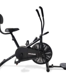 SPARNOD FITNESS SAB-05_T Upright Air Bike: Dual Action Full Body Workout, Adjustable Resistance, Height-Adjustable Seat with Backrest, Tummy Twister – Ideal for Home Gym, DIY Installation.