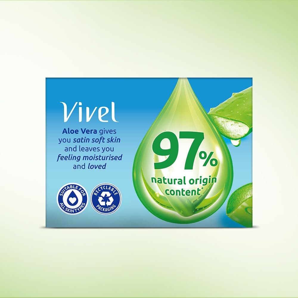 Vivel Aloe Vera Grade 1 Bathing Soap with Vitamin E for Soft Glowing skin, 600g (150g - Pack of 4), Soap for Women & Men, For All Skin Types - Image 8