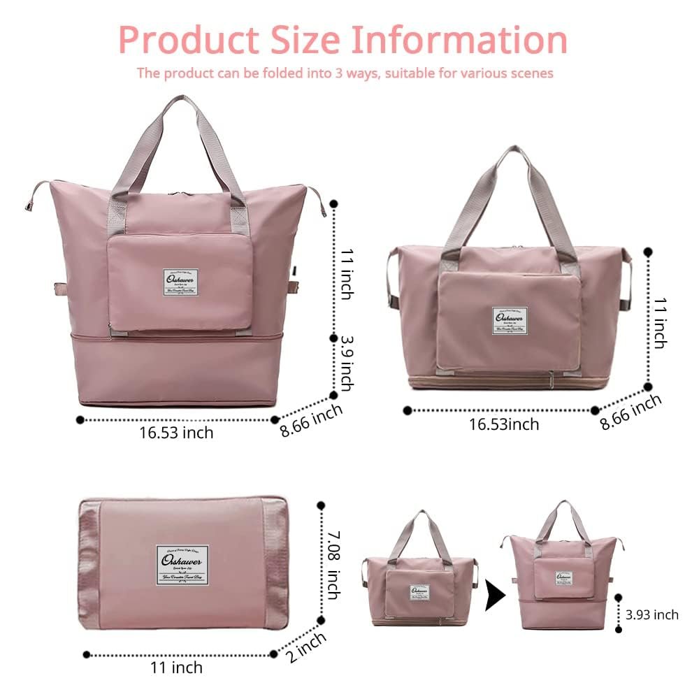 Porslin Expandable Travel Bag for Women – Foldable 41L Duffel Bag, Waterproof Carry-on Luggage Bag, Travel Handbag, Gym Bag, Weekend Bag for Ladies, Travel Bags for Women Latest Trend - Image 9