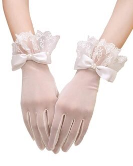 YUPPIN Women’s White Lace Mesh Bridal Accessory with Satin Bow & Pearl Detailing | Elegant Wedding & Party accessory YUPPIN Women’s White Lace Mesh Bridal Accessory with Satin Bow & Pearl Detailing | Elegant Wedding & Party accessory