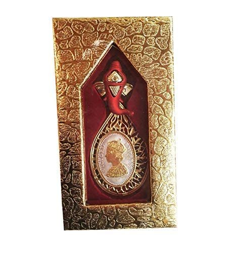 MAHARAJA Gold Coin Case with Ganpati Metal Plate Handmade Sikka Gift Box Beautiful Box Packing (without Coin) SET OF 2 PICE