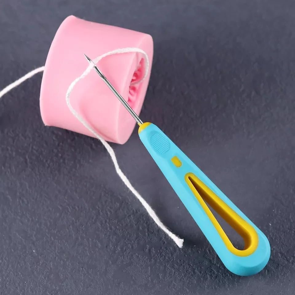 Vedini Silicone Mold Punch/Drill Needle Tool | Round Hole Cone for Silicone Mould Punching, Leather Hole Punching DIY Tool for Candle Wicking, Mold Piercing, Sewing (Pack of 1) (Blue)