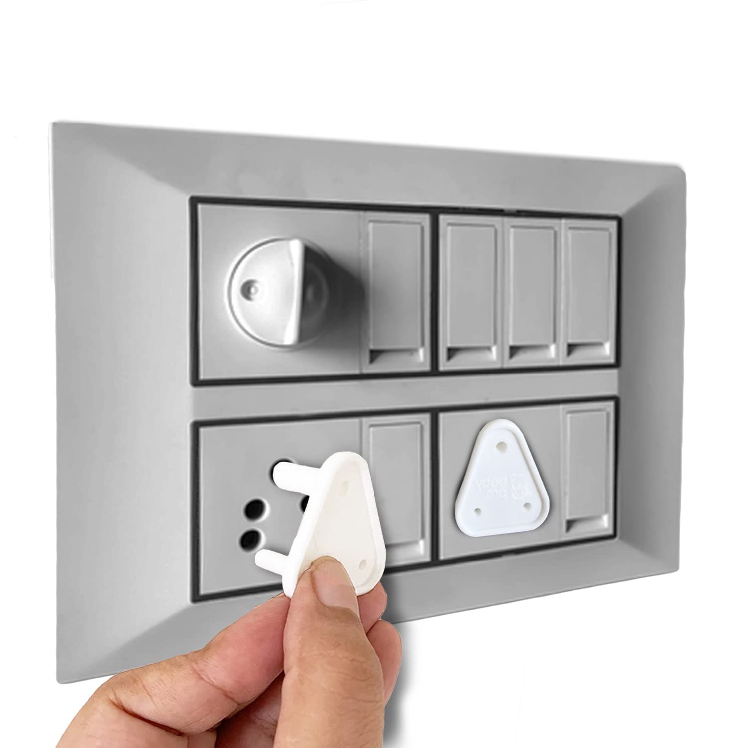 BabyPro BabyProofing Electric Socket Covers (Set of 12) for Baby Safety by Certified Professional Childproofer, Switch Board Covers (White) - Made in India