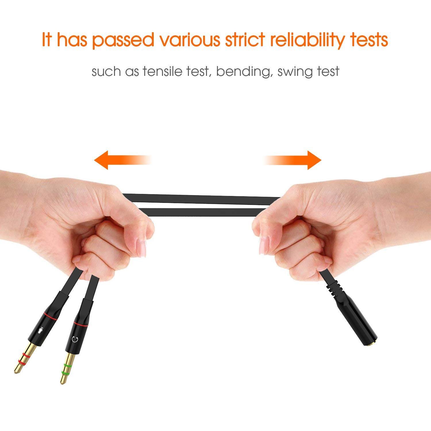 Sounce Gold Plated 3.5 mm Headphone Splitter for Computer 2 Male to 1 Female 3.5mm Headphone Mic Audio Y Splitter Cable Smartphone Headset to PC Adapter – (Black,20cm) - Image 2