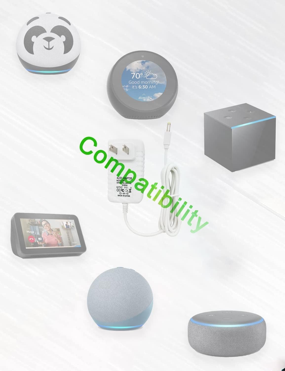 15W Charger Adapter 12V Compatible for Amazon Alexa Echo Dot (3rd gen & 4th gen),Echo Dot with Clock, Echo Show 5, and Fire TV Cube - Image 4