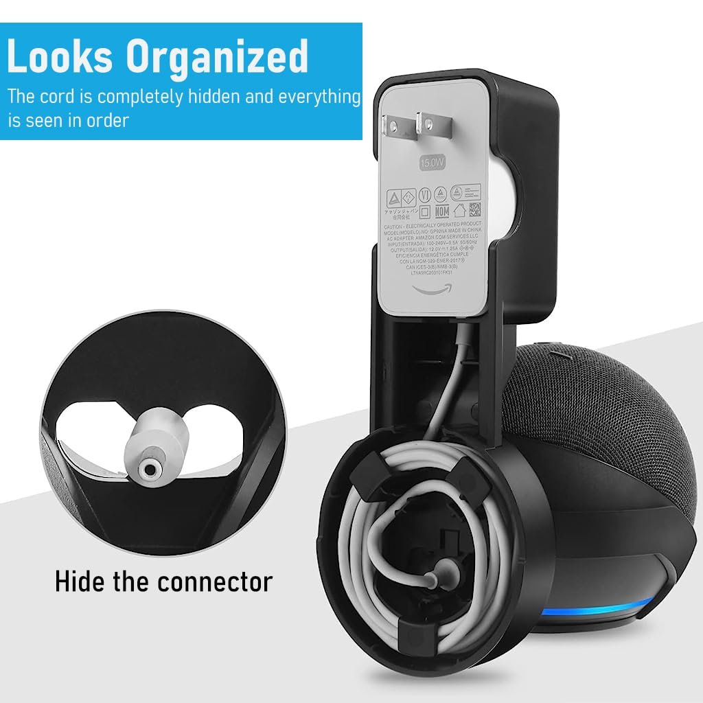 ZORBES® Wall Mount for Alexa Echo Dot 5th Generation, Space-Saving Solution with Cable Management Wall Holder for Alexa Echo Dot 5th Generation, Alexa Echo Dot Accessories (Black, Holder Only) - Image 5
