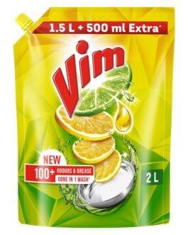 Vim Fresh Lemon Fragrance Dishwash Liquid Gel 2L Refill Pack|| Leaves No Residue|| Grease Cleaner For Utensils – Liquid Kitchen Soap Super Saver Offer