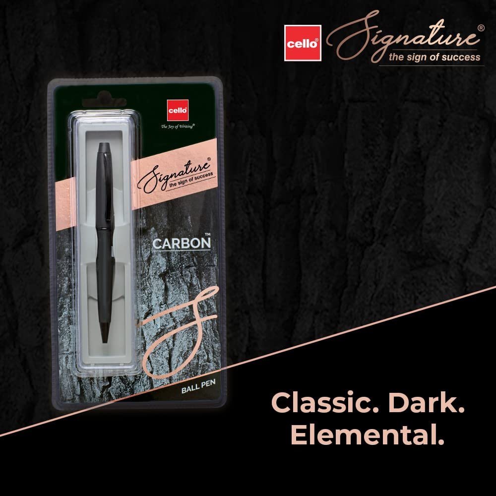 Signature Cello Cello Carbon Ball Pen|Blue Ink|1 Ball Pen|Elegant Matte Black Finish|Premium Metal Pens for Office Use|Stylish Gifts for Brother|Rakhi Set|Rakshabandhan Gifting. - Image 2