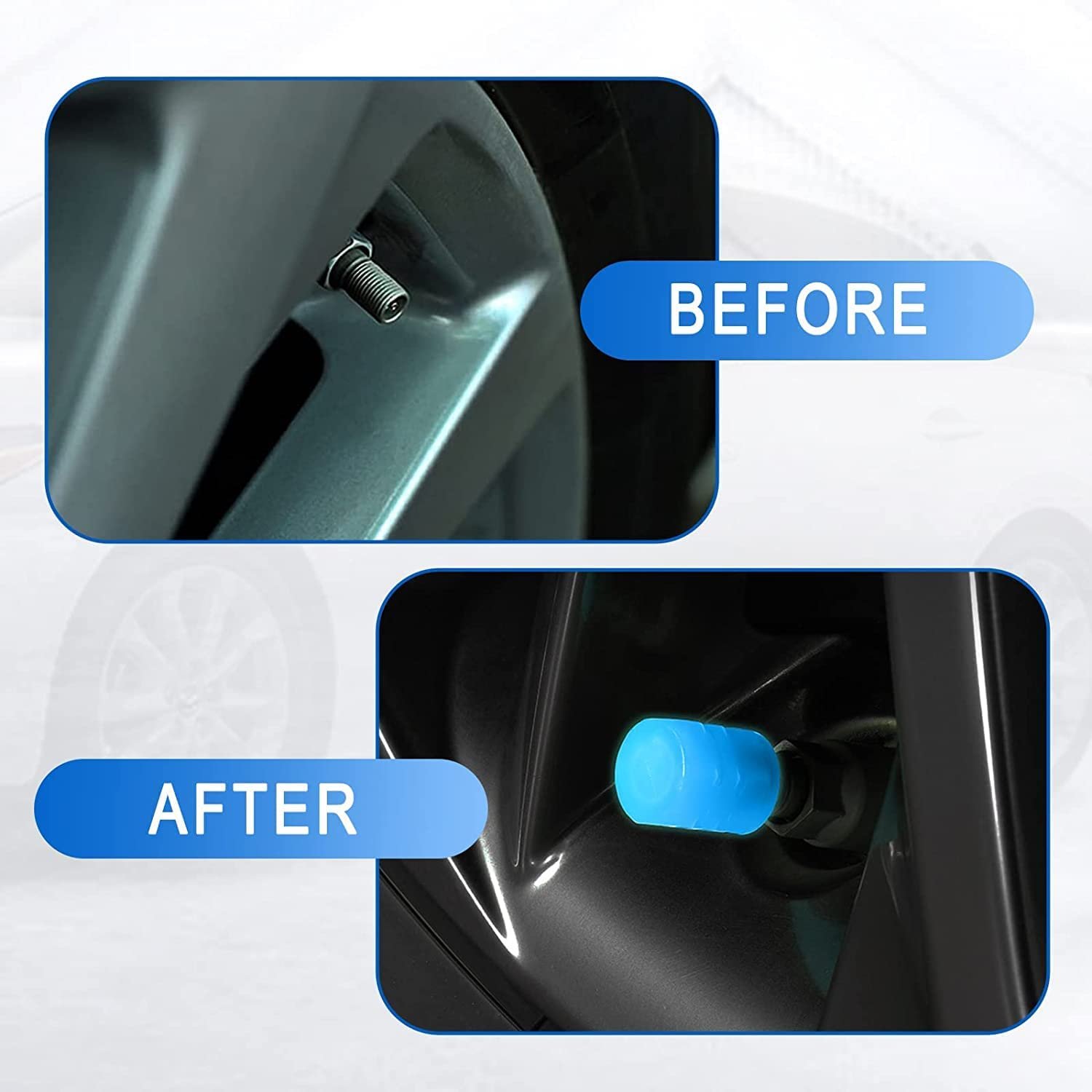 Kripara Sales Car Bike Wheel Tire Rim Air Valve Cap Radium AirTyre Cover Glow Radium Light Neon (4, Blue) - Image 6