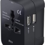 rts Universal Travel Adapter, International All in One Worldwide Travel Adapter and Wall Charger with USB Ports with Multi Type Power Outlet USB 2.1A,100-250 Voltage Travel Charger (Black)