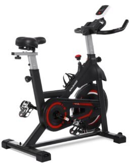 Sparnod Fitness SSB-11 Spin Bike with 11 kg Heavy-duty Flywheel, LED Display, Pulse Sensor, Silent Belt Drive System, Adjustable Resistance, 4way Adjustable Cushioned Seat, 2way Adjustable Handlebars.