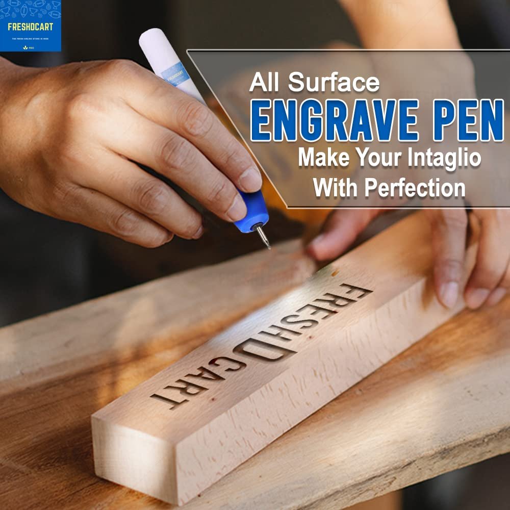 FreshDcart FDC-12A Electric Engraving Pen – Compact Engraving Machine for Metal, Glass, Jewellery, Wood &Plastic with Extra Nib – Ideal Tool for Crafting and Marking Tasks (White) - Image 3