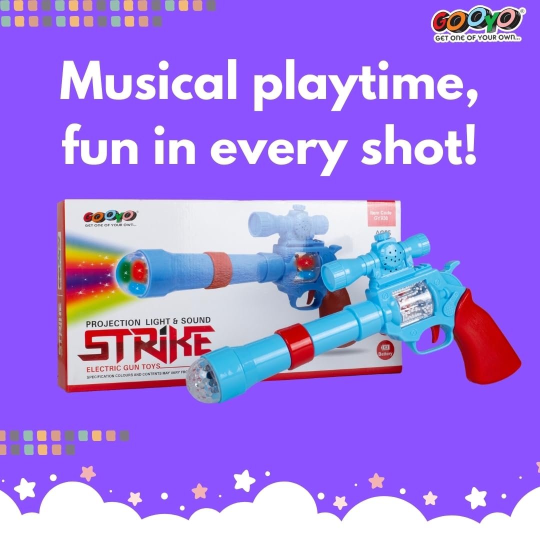 Gooyo GY938 Battery Operated 3D Projection Strike Toy Gun with Vibrant Light & Sound Effects for Kids/Gifts/Toddlers | Blue Color, Power Source: 3xAA Battery (Not Included) - Image 5