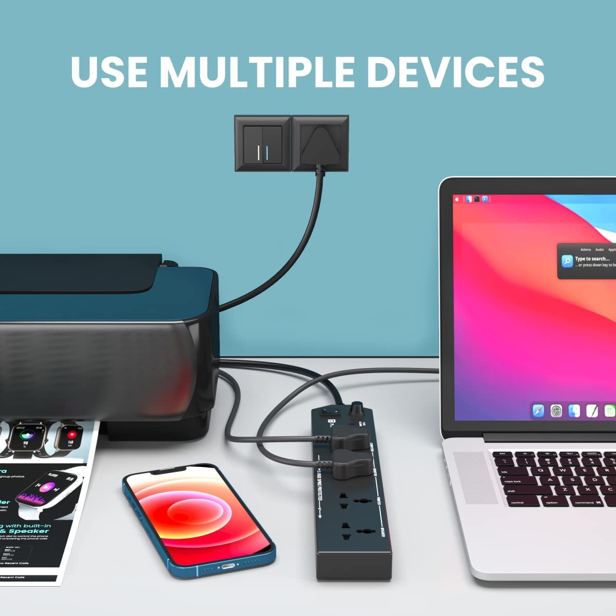 Portronics Power Plate 10 Extension Board with 4 Universal Sockets, 3 Meter Long Cord, 1500 Watts, 6 Amp Multi Plug for Office & Home Appliances (Black) - Image 9