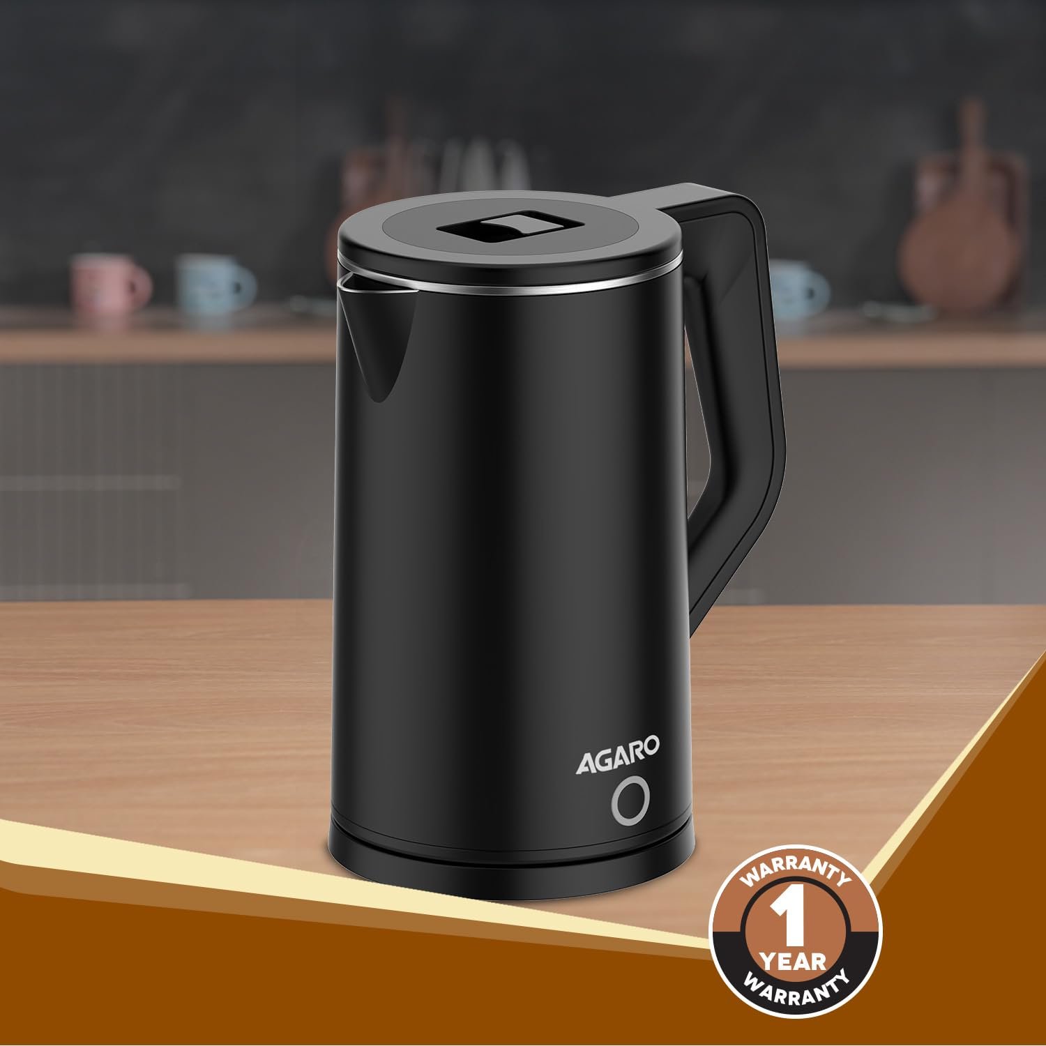 AGARO Elegant Electric Kettle, 1.8L, Double Layered Stainless Steel Inner Body, Quick Boil, Water Boiler, Hot Water Kettle, For Making Black Tea & Black Coffee, Auto Shut Off - Image 6